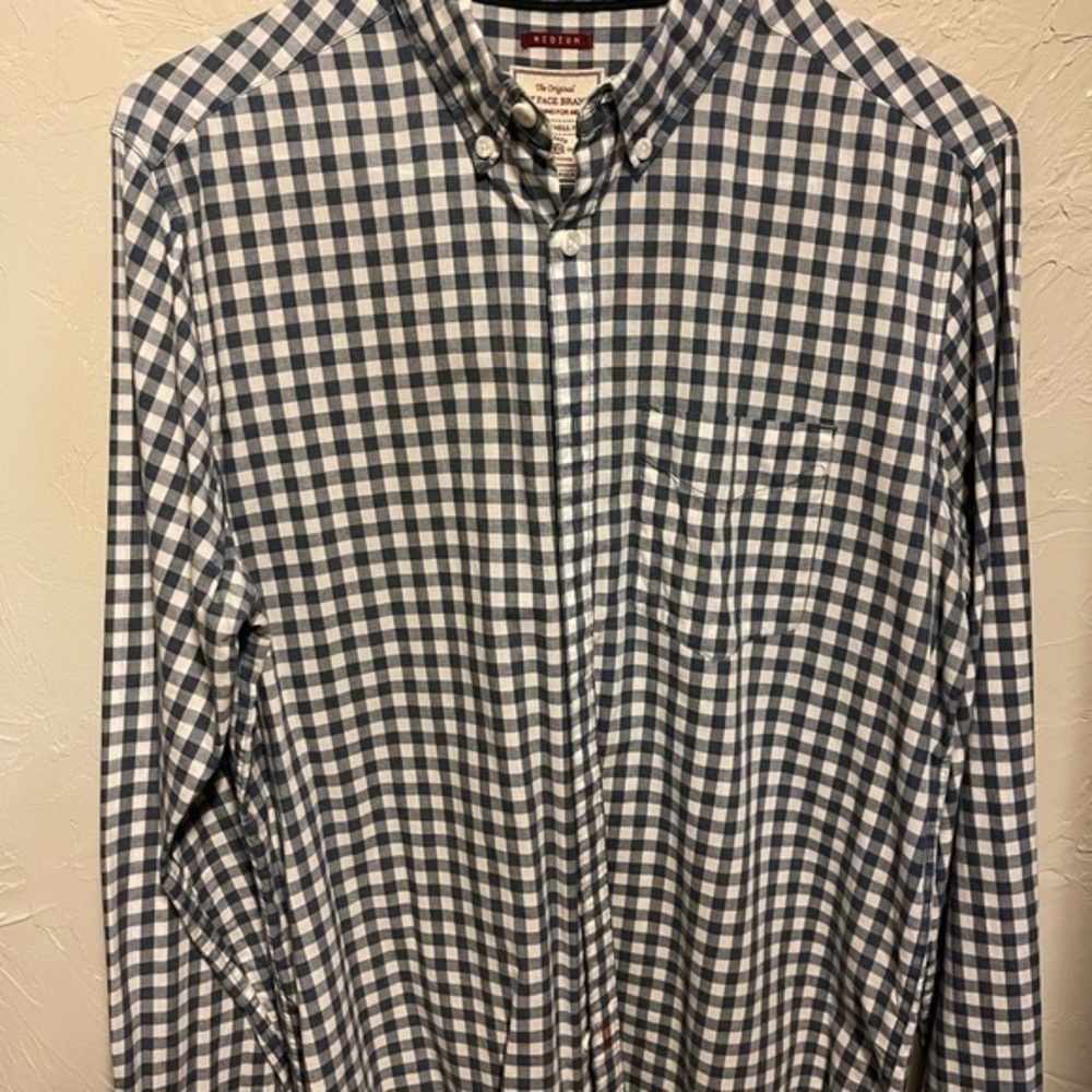 Fat Face blue check button up shirt - medium